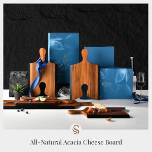 Acacia Wood Cheese Board Set with Puzzle Handles, Set of 3, Natural Wood Party Serving Platter