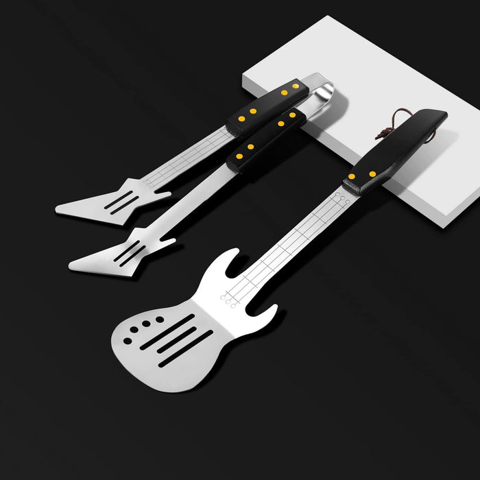 Rock Guitar Style Heavy Duty Stainless Steel 2-Piece Barbecue Tool Set