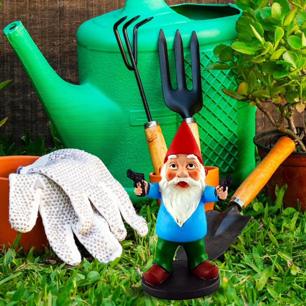 Funny Guy Mugs Garden Gnome with Gun Statue