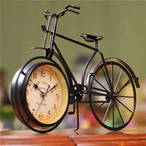 Vintage Table Bike Clock Desktop Silent Metal Clock for Office Bedroom Quartz Decor Black