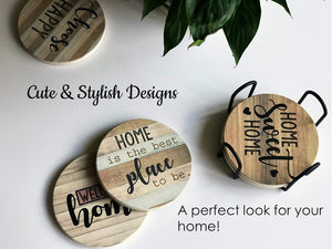 Set of 6 Rustic Farmhouse Stone & Cork Coasters for Drinks, Absorbent