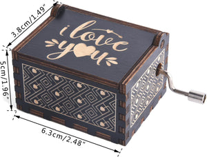 Can't Help Falling in Love Music Box, Small Size Wood Engraved Hand Crank Music Box