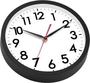 12 Inch Wall Clock Silent Non-Ticking Modern Wall Clocks Battery Operated, Black