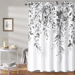 White Daisy Floral Blue Waterproof Fabric Shower Curtains for Bathroom (Blue, 72'' x 72'')