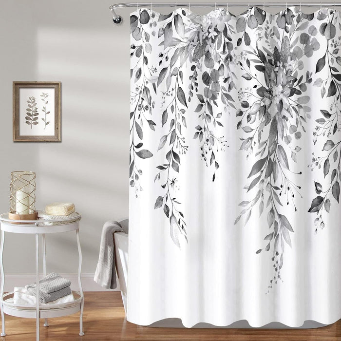 White Daisy Floral Blue Waterproof Fabric Shower Curtains for Bathroom (Blue, 72'' x 72'')