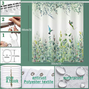 Kingfisher Mint Green Shower Curtain - 72 "W x 72 "L with 12 Hooks