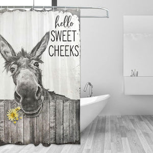 Donkey Shower Curtain Rustic Floral Farmhouse Bathroom Decor, 60 x 72 Inch