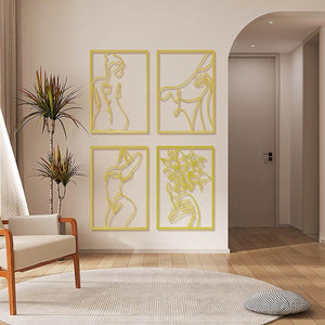 4 pcs Metal Wall Art Gold Wall Decor Minimalist