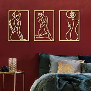 6 Pcs Metal Wall Decor Metal Abstract Woman Modern Decor (Gold)