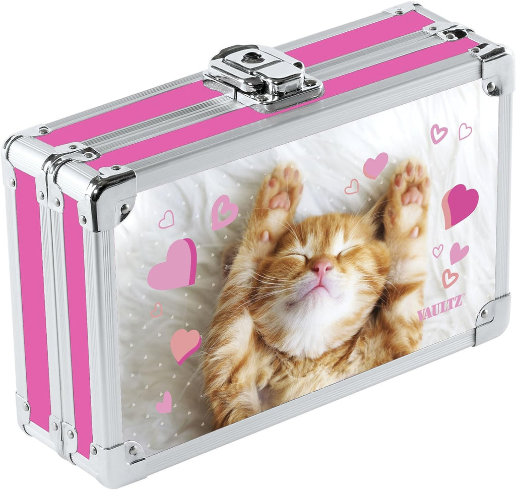 Mini Safe with Key Lock to Store School Supplies, Money and Medicine - Love Kitten