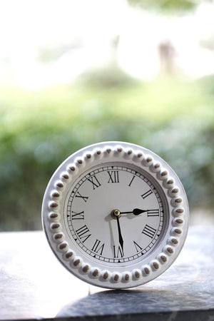 Farmhouse Table Top Clock with Wooden Beads-Mantal Tabletop Clock-Desk