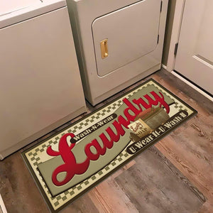 Laundry Room Floor Rug for Wash Room Non Skid Kitchen Floor Mat Non-Slip Rubber Area Rug 48x20