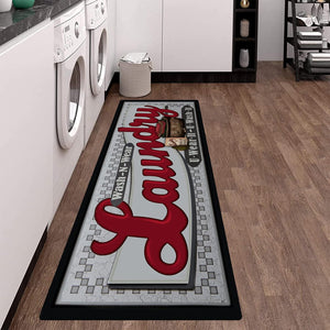 Laundry Room Rug Runner 20"X48" Kitchen Rugs Non Slip Washable, Grey Red