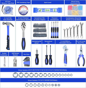 146 Piece Tool Kit, Drive Socket Set Auto Repair Tool Combination Mixed Tool Set