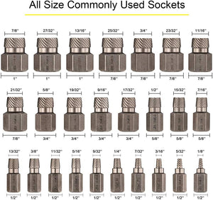 25Pcs Screw Extractor Set, Hex Head Multi-Spline Easy Out Bolt Extractor Set