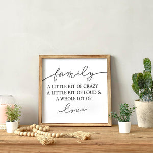 Vintage Family Sign for Home Decor, Wood Framed Farmhouse Sign with Family Quote