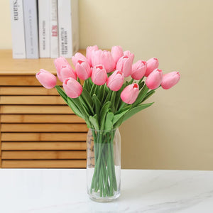 20Pcs Real Touch Faux Fake Tulips Flowers for Home Office Wedding Decor