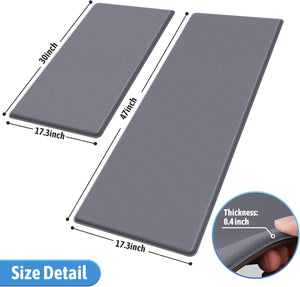 2-Piece Anti-Fatigue Cushioned Kitchen Mat Set, 17.3"x30" and 17.3"x47"