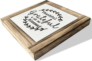 Box Signs with Quotes, Farmhouse Shelf Table Decoration, Religious Tabletop Decor