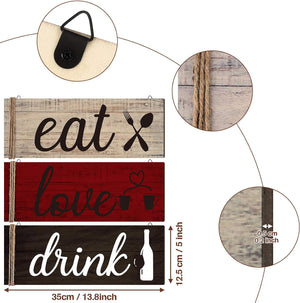 3 Pcs Farmhouse Kitchen Wall Decor Eat Sign Rustic Wooden Kitchen Sign Wood