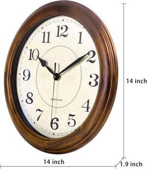 14 Inch Silent Wall Clock Large Decorative Battery Operated Non Ticking Analog Retro Clock