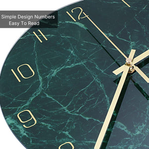 Glass Wall Clock Silent Non Ticking Wall Clock- 12 Inch Quality Quartz Battery Operated  (Dark Green)