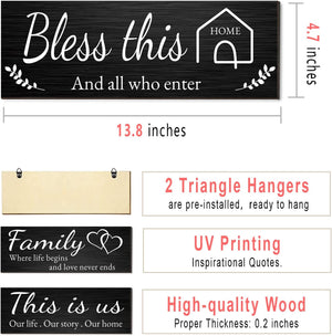 4 Pieces Home Wall Decor Signs, THIS IS US/TOGETHER/BLESS THIS HOME/FAMILY Wall Decor