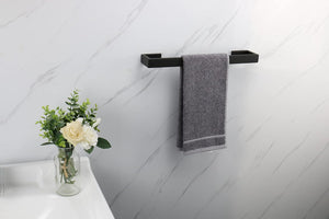 Towel Rack Wall Mounted Bathroom Towel Holder, 3 Levels x 2pcs (Black)