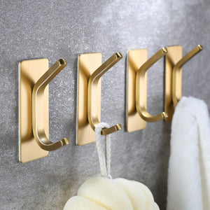 Gold Towel Hooks Coat Hooks, Stainless Steel 4-Pack Wall Hooks for Hanging Robe