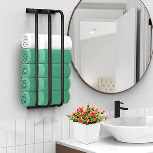 3 Bar Wall Towel Rack, Bathroom Bath Towel Holder Storage - Black