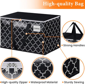 Heavy Duty Moving Bags, Moving Boxes with Tag Pockets, Zippers & Carrying Handles, Black 88L, 6 Pack