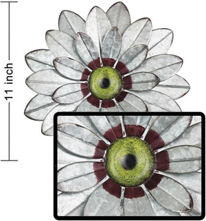 Metal Flower Farmhouse Decor, 11" Galvanized Farmhouse Boho Wall Decor