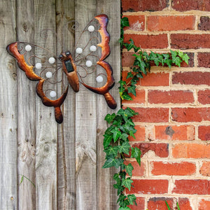 Metal Butterfly Solar Lighted Wall Art Decor