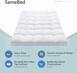 Mattress Topper Queen,Extra Thick Mattress Pad Cover for Back Pain with 8-21 Inch Deep Pocket,Overfilled Down Alternative Filling