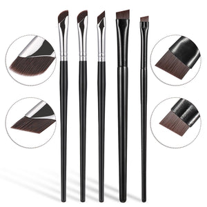 5-Piece Set Eyeliner Brushes for Precision Makeup Application - Fine Angled & Ultra Thin Slanted Flat Angle