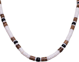 Tiger Brown & Black Coconut Shell Beads Necklace (18")