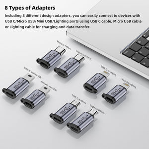 USB C/Lightning to Micro USB Adapter  (8 Pack)