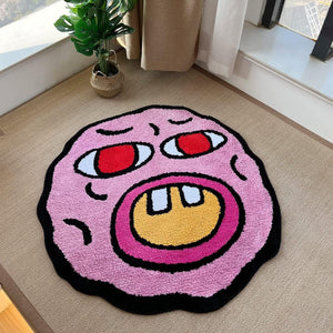 Tufted Carpet Cherry Bomb Rug Pink Room Decor Kawaii Rug Small Rugs (23.6X23.6 Inch)