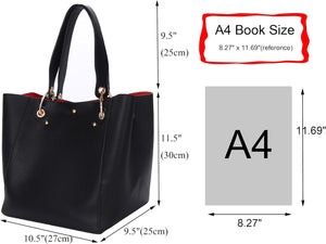 Large Work Tote Bag for Women Designer Purses and Handbags Big Bucket bags, Black