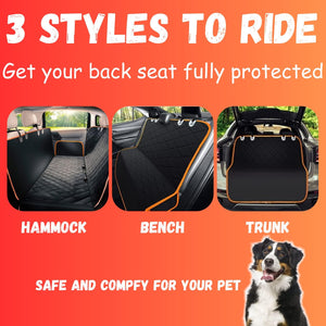 Dog Car Seat Cover for Back Seat for XL Cars, SUVs & Trucks, Nonslip Backseat Dog Hammock, Waterproof Scratchproof Protection Against Dirt, Pet Fur w/Side Flaps