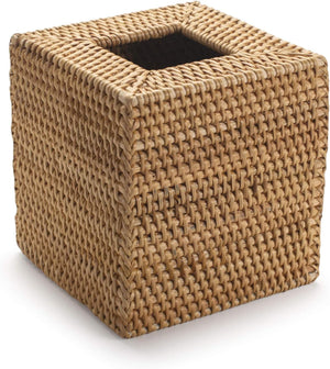 Rattan Tissue Box Cover Square, Hand Woven Wicker Tissue Holder, 5.5 x 5.5 X 5.7 inch, Natural