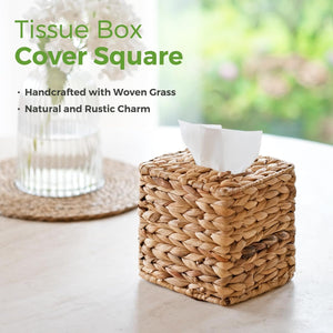 Rattan Tissue Box Cover Square, Wicker Tissue Box Holder Facial Tissues Boxes, Square Handwoven