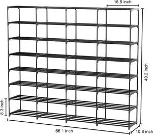 Metal Shoe Rack Large Capacity 4 Rows 8 Tier 56-64 Pairs Shoes Boots Storage Organizer