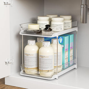 2-Tier Multi-Purpose Bathroom Cabinet Organizer, Pull Out Under Sink Organizers and Storage