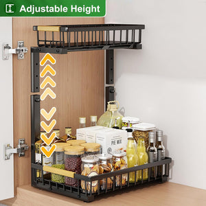 Under Sink Organizers and Storage(2 Pull-Out Baskets), 2-Tier Multipurpose Cabinet/Pantry/Bathroom Organizer