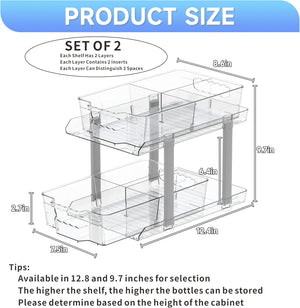 2 Sets 9.7" Tall Under Sink Organizers And Storage,Multi-Purpose 2 Tier Under Bathroom Sink Organizer