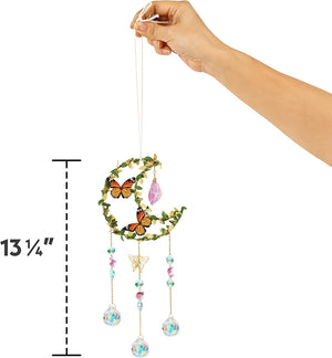 Moon Shaped with Enchanting Butterfly Design - Sun Catchers Indoor Window Decor Gifts