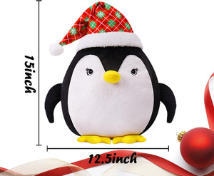 15'' Soft 3D Penguin Plush Stuffed Throw Pillow Large Festive Decorative Cushion for Sofa Home Decor