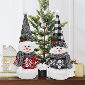 Large Winter Christmas Snowman Plush Decor - 16.5inch Cozy Winter Holiday Decor, 2 Pack