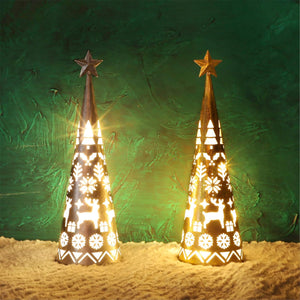 11.6 Inch Lighted Christmas Table Decorations with Star, Cone Shaped 10 LED Lights Battery Operated